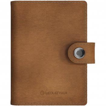 Cartera tarjetero de piel Led Lenser con linterna 150 lm y protector de tarjetas - color caramelo