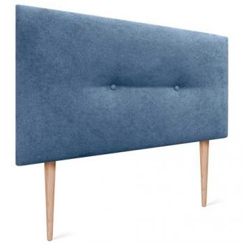 Cabecero de Polipiel o Tela Aqualine Liso con Botones y Patas, 95x105cm, Azul, Acolchado, Moderno y de Alta Gama para Cama Dormitorio