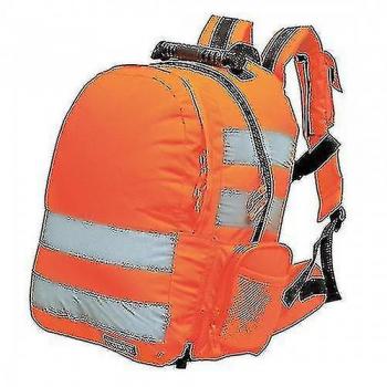 Mochila Portwest Hi-Vis Naranja One Size con material reflectante, diseño ergonómico, múltiples compartimentos, resistente al agua y ajuste cómodo