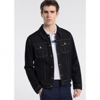 Cazadora vaquera marino Lois Jeans para hombre - Denim Dark Blue, diseño clásico, cierre frontal con botones, dos bolsillos delanteros, ajuste regular, tejido de algodón resistente