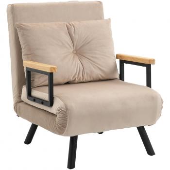 Sofá Cama Individual Plegable HOMCOM con Respaldo Ajustable y Almohada Acolchada