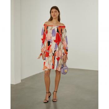 Vestido corto estampado con hombros descubiertos Lion of Porches