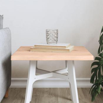 Tabla superior de mesa de madera maciza de roble, 40x40x2 cm, con bordes naturales sin tratar
