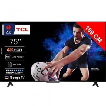 Televisor LED TCL 75P6K, 75 (190,5 cm), 4K Ultra HD, Smart TV, Google TV, Dolby Audio, HDR10, WiFi, negro
