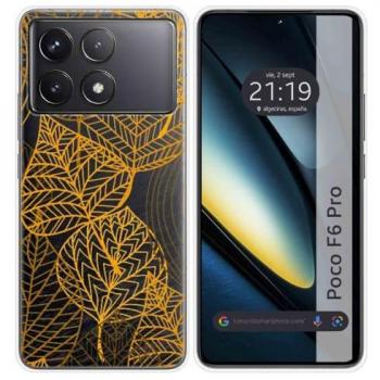 Funda Silicona Transparente para Xiaomi Poco F6 Pro 5G con Diseño de Hojas