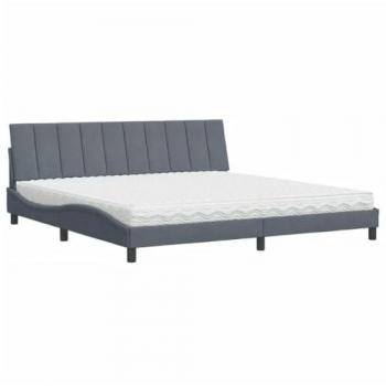 Cama con colchón terciopelo gris oscuro 200x200 cm