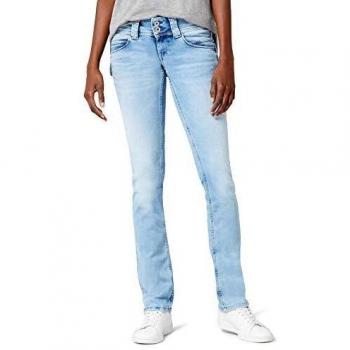 Pepe Jeans Blue Denim Power Stretch Straight Leg Trousers, Female, Size: W30