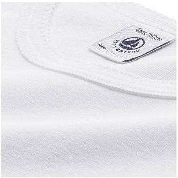Petit Bateau - Camiseta con cuello barco de manga larga para niña, Blanco