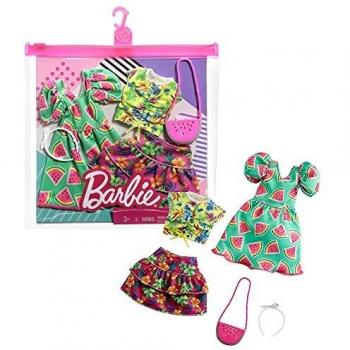 CDU Barbie Pack 2 Looks de Moda: Ropa y Accesorios de muñeca con Motivo de Fresas y Tropical