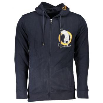 Cavalli Class Blue Cotton Hooded Zip Sweatshirt - M