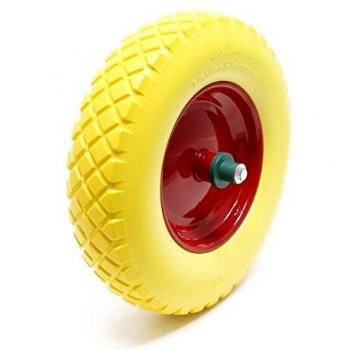 Rueda de Carretilla Amarilla 4.8 4.00-8 Antipinchazos con Eje, Capacidad de Carga hasta 160 kg