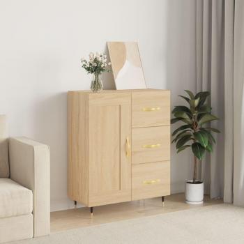 Aparador de madera de ingeniería 69,5x34x90 cm Mueble de Almacenaje de Salón Buffet Armario Auxiliar Armario de Almacenamiento en color roble Sonoma Marrón
