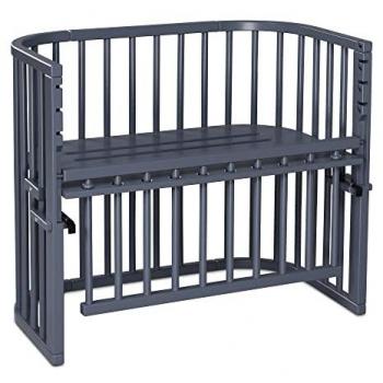 Cuna colecho Maxi Comfort Plus lacada gris pizarra con madera de haya, ajustable y respetuosa con el medio ambiente