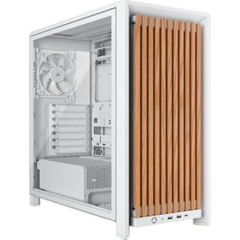Chasis Corsair FRAME 4000D Wood RS Modular Semitorre ATX Blanco y Roble con Panel de Vidrio Templado y 4 Ventiladores PWM