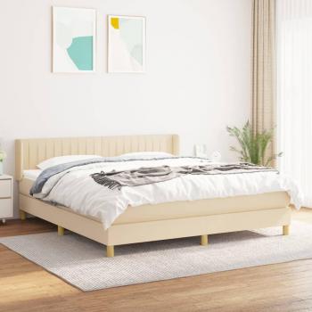Cama Box Spring con Colchón de Tela Color Crema 160x200 cm