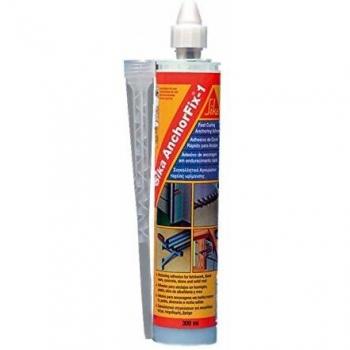 Sika Anchorfix-1, Gris claro, Adhesivo de curado rápido para anclajes para redondos de acero corrugado, varillas roscadas, pernos y sistemas de sujeción especiales, 300 ml
