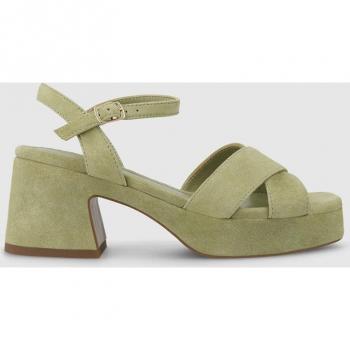 Lodi - Sandalias de mujer en ante con plataforma y tacón en color verde