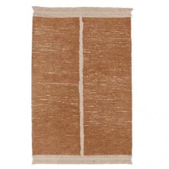 Alfombra Lavable de Algodón Marrón y Línea Blanca Reversible Duetto - 170x240 cm / 200x300 cm / 140x200 cm / 80x230 cm
