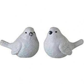 JLINE 95331 - Estatuilla de pájaro cerámico blanco 11 x 6 x 8 cm