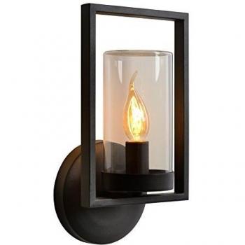 Aplique de exterior Nispen IP44 E14 con marco metálico en color negro