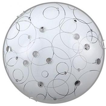 Plafón Rabalux Jolly de 30 cm, Cristal Blanco con Dibujos, E27, IP20