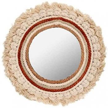 Espejo Wonder de Algodón y Madera - Ø 40 cm - Beige