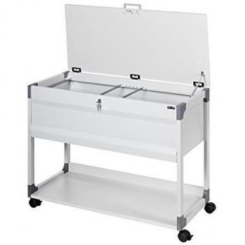Carro de Archivos Suspendidos Durable 3787, Capacidad para 100 Carpetas A4, Color Gris, Con Tapa de Seguridad