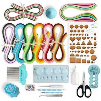 Juya papel Quilling Kits con 960 tiras y 13 herramientas, Blue Tools, Paper Width 7mm