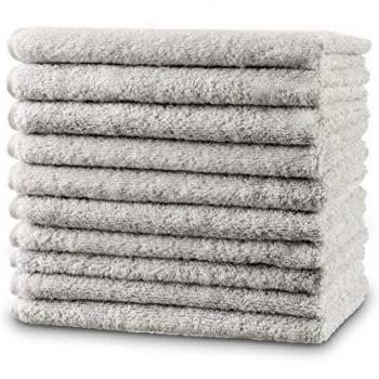 Twinzen - 10 x Pequeñas Toallas de Mano 30x50 cm. Gris Claro. Toallas de Baño para Mano, Esponja, Set de Baño, Juego de Toallas de Mano, pequeñas Toallas de Mano para el Lavabo