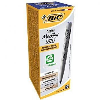 BIC Marking Fine 1445 06 - Marcador permanente, Azul, 1.1 mm, 12 pack