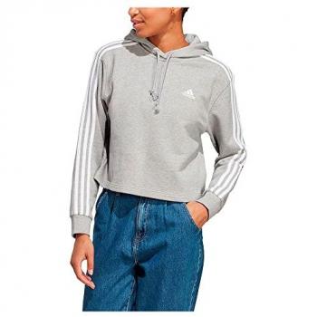 Adidas Future Icon 3 Stripes Full-Zip Sudadera Con Capucha Mujeres Gris Claro XL