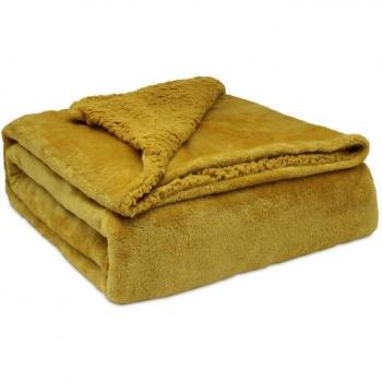Briebe Manta Sofá Invierno 130x160 cm Sedalina Lisa y Borreguito Polar Sherpa Gruesa Extra Suave 100% Microfibra Lavable a Máquina Reversible para Cama 90/105 cm