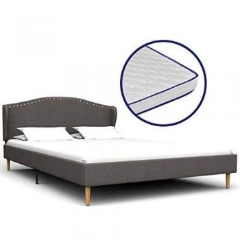 vidaXL Cama con Colchón Viscoelástico de Tela Mobiliario Descanso Decoración Atractiva Elegante Dormitorio Robusta Duradera Gris Clara 120x200cm