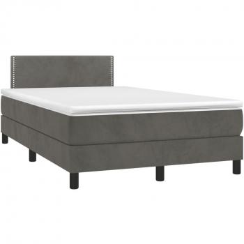 Cama box spring con colchón de muelles y LED gris oscuro 120x190 cm en terciopelo