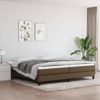 Cama box spring suave con colchón de tela marrón oscuro 200x200 cm