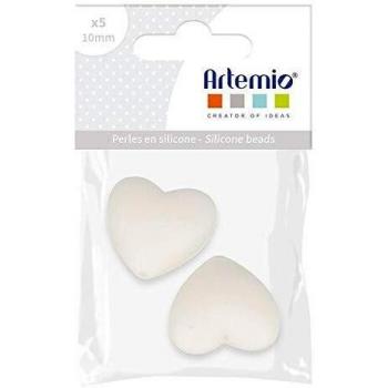 Lote de 2 Perlas de Silicona Corazón Blancas - 29 x 19 x 12 mm