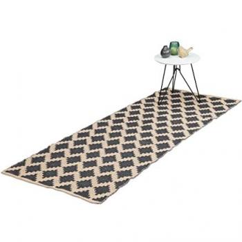 Alfombra Pasillo Algodón Hecha a Mano Antideslizante Apta para Suelo Radiante 70x140cm Gris