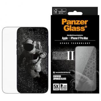 Protector de Pantalla PanzerGlass Ceramic II para iPhone 17 Pro Max - Ultra-Wide Fit con EasyAligner - Transparente y Resistente a Arañazos