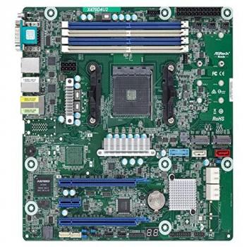 ASRock X470D4U2 Placa Base Micro ATX Socket AM4 con chipset X470, soporte para procesadores AMD Ryzen, 4 ranuras DIMM para memoria DDR4, 2 puertos PCIe x16,