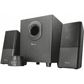 Trust Teros - Juego de altavoces 2.1 de 24W con subwoofer, negro