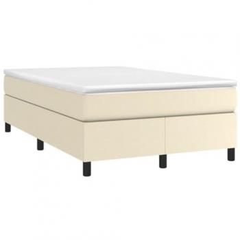 Estructura de cama box spring crema 120x200 cm en cuero sintético
