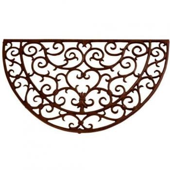 Alfombra de entrada semi-redonda de hierro fundido, decorativa y robusta, 69 cm