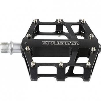Pedales Plataforma Exustar E-PB525 MTB/BMX, Aluminio CNC, Ejes de Cro-Mo, Rodamientos Industriales, Color Negro