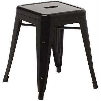 Taburete Bajo de Acero Lix Negro para Comedor, Cocina y Bar - Estilo Industrial
