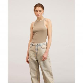 Top de mujer de canalé con bordes de lúrex