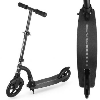 Scooter Spokey Agent 929389 - Scooter con diseño moderno, estructura ligera de aluminio, ruedas de 200 mm para mayor estabilidad, manillar ajustable en altura, freno trasero y plataforma antideslizante
