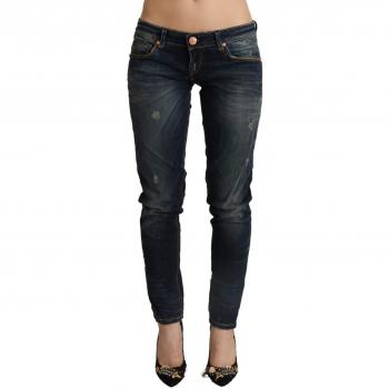 Acht Blue Washed Cotton Low Waist Skinny Denim Jeans - W26