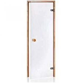 Puerta para sauna DESINEO con marco de pino y vidrio de seguridad transparente de 8 mm, dimensiones 70 x 190 cm