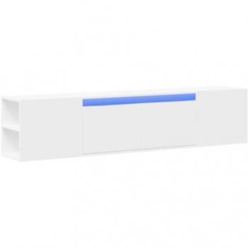 Mueble TV Multimedia con LED, Estante para Televisión Buffet, 180 x 31 x 39,5 cm, Color Blanco