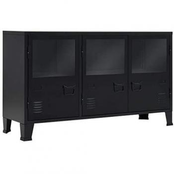 vidaXL Mueble Aparador Negro Metal de Estilo Industrial Buffet Cómoda Salón